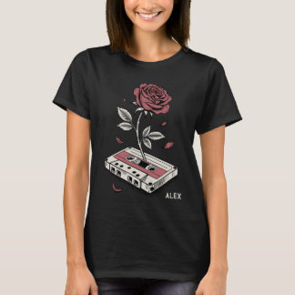 Camiseta Fita Cassete Retro Rosa Nome Personalizado