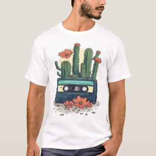 Camiseta Fita Cassete Vintage Cactus Flores do Deserto Retr