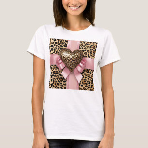 Camiseta Fita Cor-de-rosa com impressão leopardo
