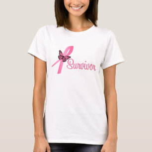Camiseta Fita cor-de-rosa da borboleta - sobrevivente do