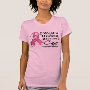 Camiseta Fita cor-de-rosa porque eu me importo - cancro da