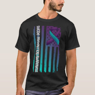 Camiseta Fita da Bandeira Americana Apoio à Conscientização
