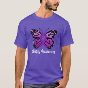 Camiseta Fita da consciência da borboleta da epilepsia
