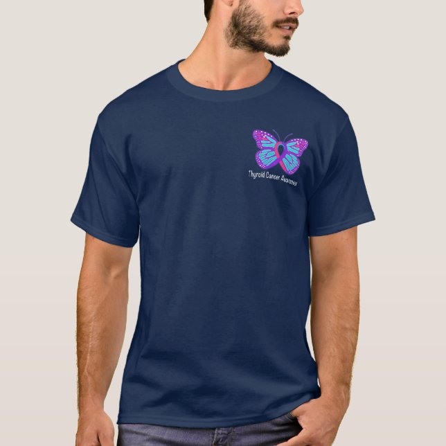 Camiseta Fita da consciência da borboleta do cancer de (Frente)