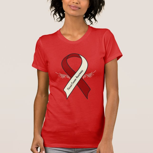 Camiseta Fita da consciência do cancer de garganta com asas (Frente)