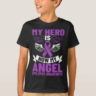 Camiseta Fita da Epilepsia Meu Herói Agora É Meu Anjo Epile