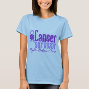 Camiseta Fita da flor da lavanda do sobrevivente de câncer