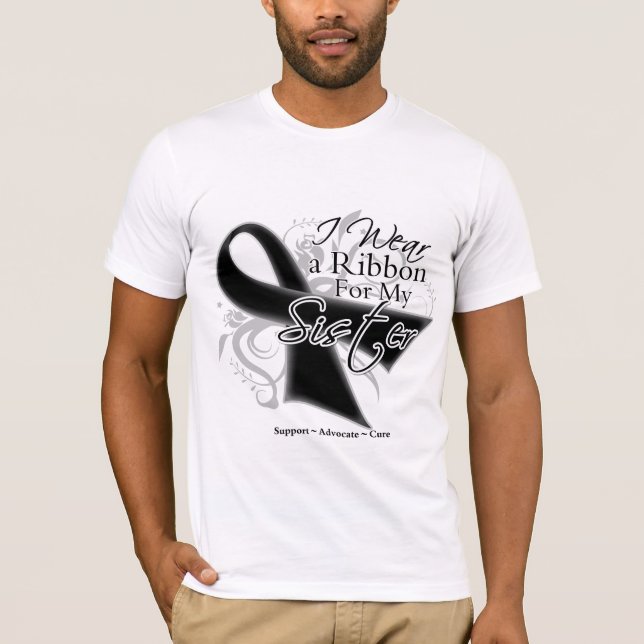 Camiseta Fita da irmã - cancer de pele da melanoma (Frente)