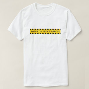 Camiseta Fita de advertência de aniversário policial amarel