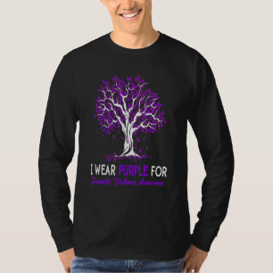 Camiseta Fita de Árvore Eu Visto Violência Doméstica Roxa A