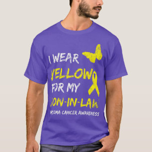 Camiseta Fita de Cancer Sarcoma Eu Visto Amarelo para o meu