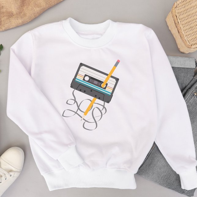 Camiseta Fita de cassete com retrô musical dos anos 80 engr (Funny 80s Music Retro Cassette Tape Sweatshirt)