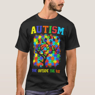 Camiseta Fita de Consciência Autismo-Autismo pensa fora do