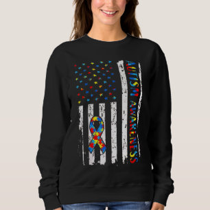 Camiseta Fita de Conscientização do Autismo da Bandeira Ame