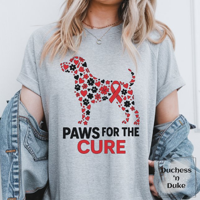 Camiseta Fita de Conscientização do Hemangiossarcoma Canino (Canine Hemangiosarcoma Awareness Ribbon Design T-Shirt)