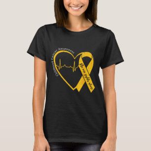 Camiseta Fita de Coração Dourado de Conscientização do Cânc