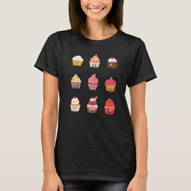 Camiseta Fita De cupcake Com Cubo No Topo Da Fada De Bagaço (Frente)