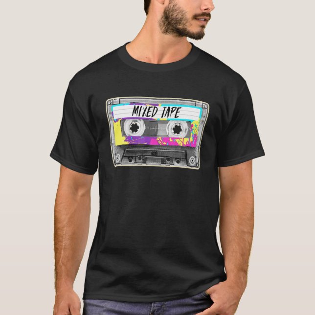 Camiseta Fita de fita cassete com abertura de pintura 80S c (Frente)