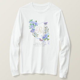 Camiseta Fita de Monograma Chic Rosa Azul