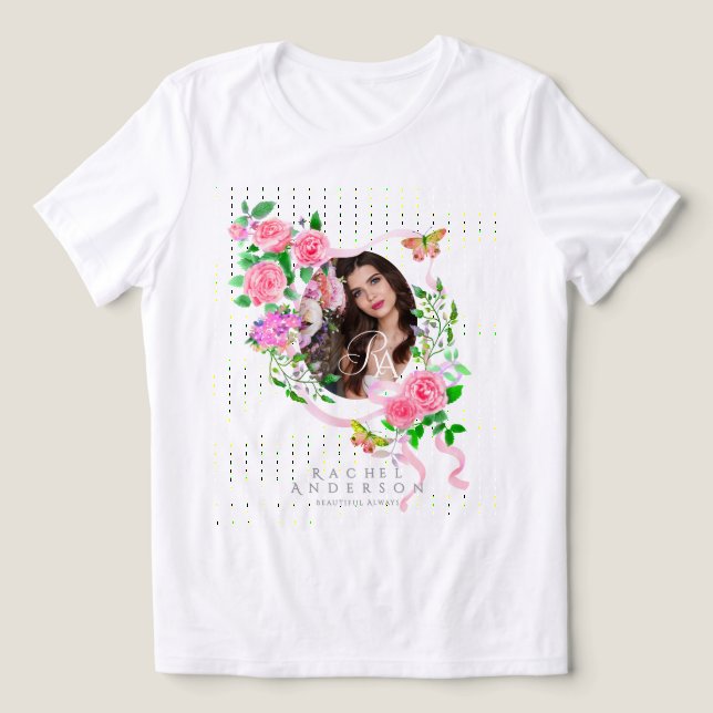 Camiseta Fita de Rosa Rosa Chic Foto  (Design frontal)