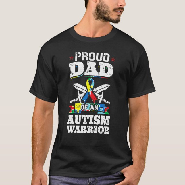 Camiseta Fita De Sensibilização Autista Pai Orgulhoso De Um (Frente)