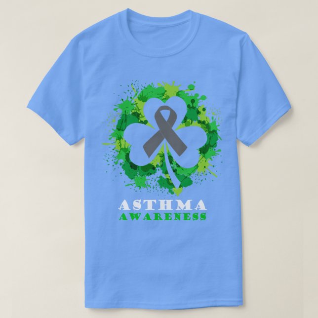 Camiseta Fita de Sensibilização para a Asma Shamrock Saint  (Frente do Design)