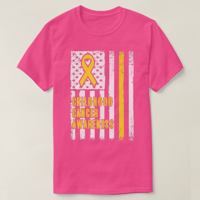 Camiseta Fita de sensibilização para o Cancer infantil em u (Frente do Design)