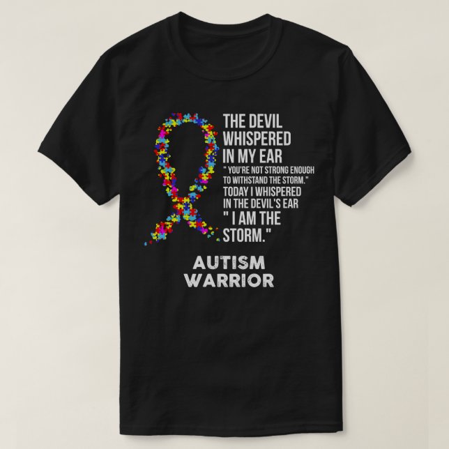 Camiseta Fita de Suporte à Consciência do Autismo do Demôni (Frente do Design)
