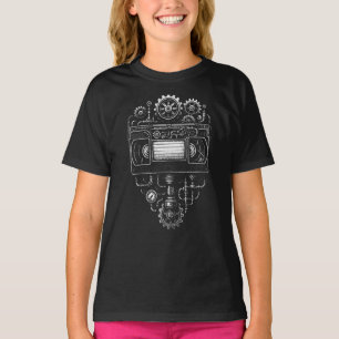 Camiseta Fita de vídeo VHS steampunk monocromática