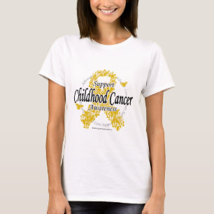 Camiseta Fita do cancer da infância das borboletas