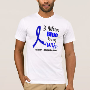 Camiseta Fita do cancro do cólon para minha esposa