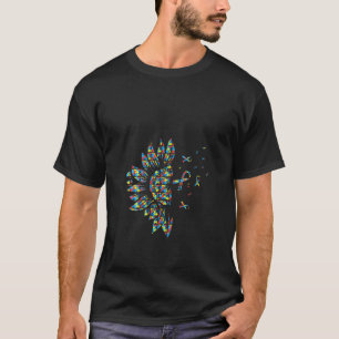 Camiseta Fita do Puzzle do Girassol Feminino da Autismo Leg