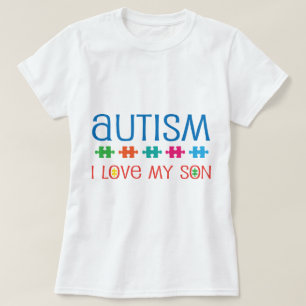 Camiseta Fita do quebra-cabeça do autismo eu amo meu filho