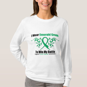 Camiseta Fita do verde esmeralda para ganhar - o câncer de