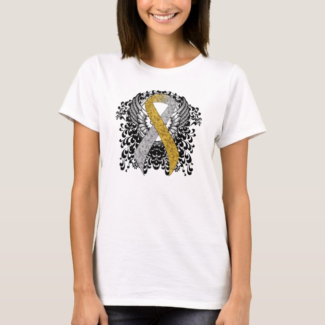 Camiseta Fita Dourada e Prateada com Fita de Asas (Frente)