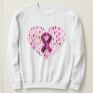 Camiseta Fita e coração da consciência do cancro da mama