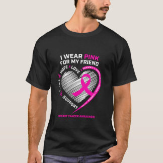 Camiseta Fita Eu Visto Rosa Para Meu Amigo Cancer Da Mama A