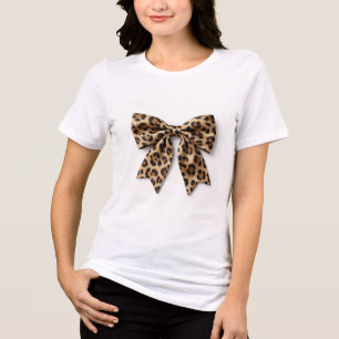 Camiseta Fita Festiva de Estampa de Leopardo Minimalista e 