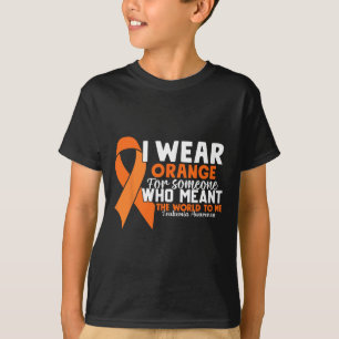 Camiseta Fita Laranja Conscientização Leucemia Câncer de Sa