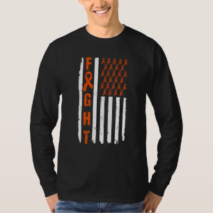 Camiseta Fita Laranja da Leucemia Luta Bandeira Americana L