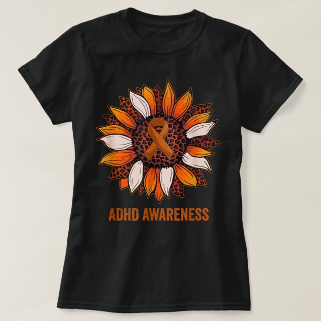 Camiseta Fita Laranja Mês de Consciência ADHD (Frente do Design)