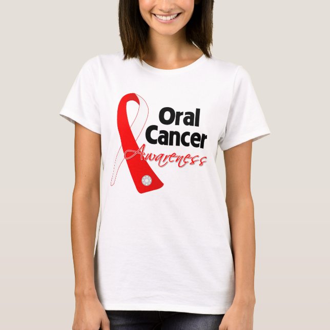 Camiseta Fita oral da consciência do cancer (Frente)