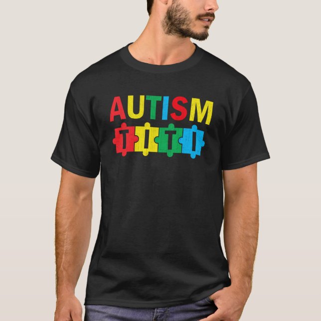 Camiseta Fita Puzzle de Conscientização do Autismo Orgulhos (Frente)