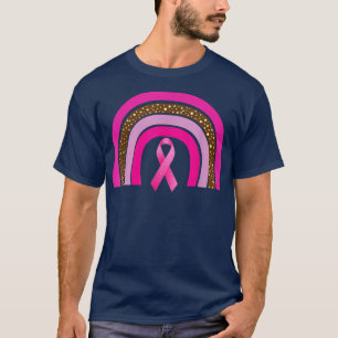 Camiseta Fita rosa Boho Arco-íris Cancer Advertência M