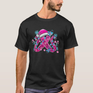 Camiseta Fita Rosa Com Conhecimento Do Cancer Do Pai Natal