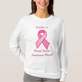 Camiseta Fita Rosa de Fita de Consciência do Cancer da Mama