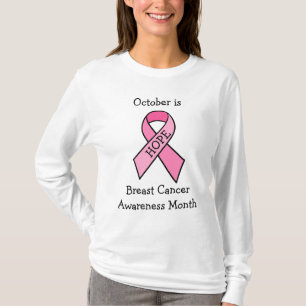 Camiseta Fita Rosa de Fita de Consciência do Cancer da Mama