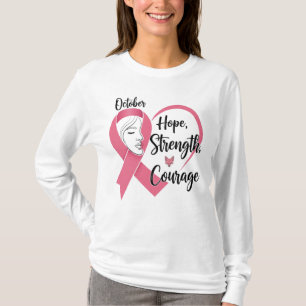 Camiseta Fita Rosa de outubro - Esperança, força e coragem