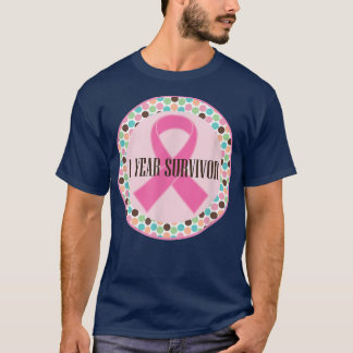 Camiseta Fita Rosa De Sobrevivência Com Cancer De 1 Ano