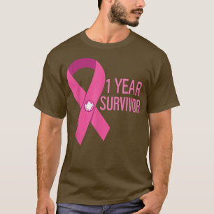 Camiseta Fita Rosa De Sobrevivência Com Sobrevivência De 1